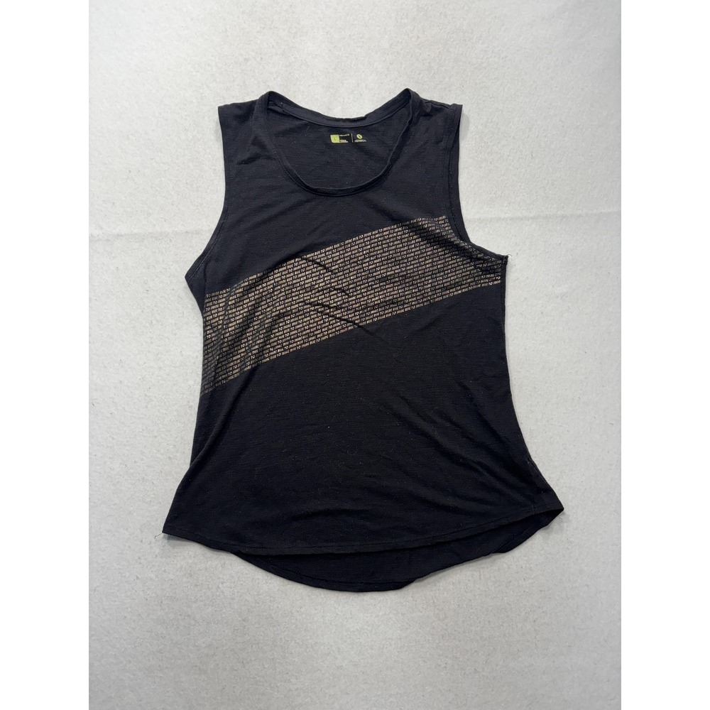 Xersion Tank Womens Large Black Scoop Neck Rise To Shine Graphic Athletic Top